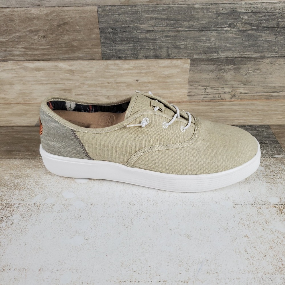 Hey Dude Conway Craft Linen Loafers Shoes Mens 9 / Womens 11 Beige